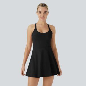 Halara 2-in-1Twisted Back Activewear Dress Easy Peezy Edition in Black S NWT